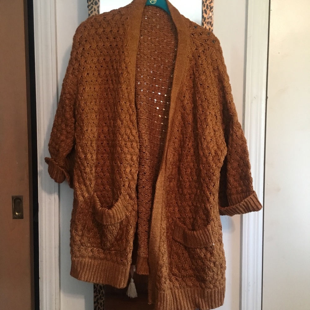 Oversized cable/waffle knit cardigan
